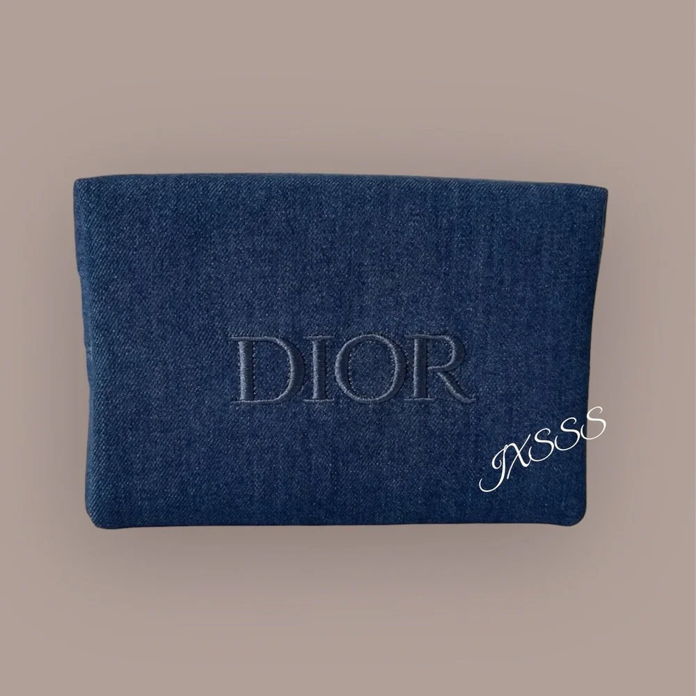 Reposh Dior Blue Denim Cosmetic Pouch with Star Charm